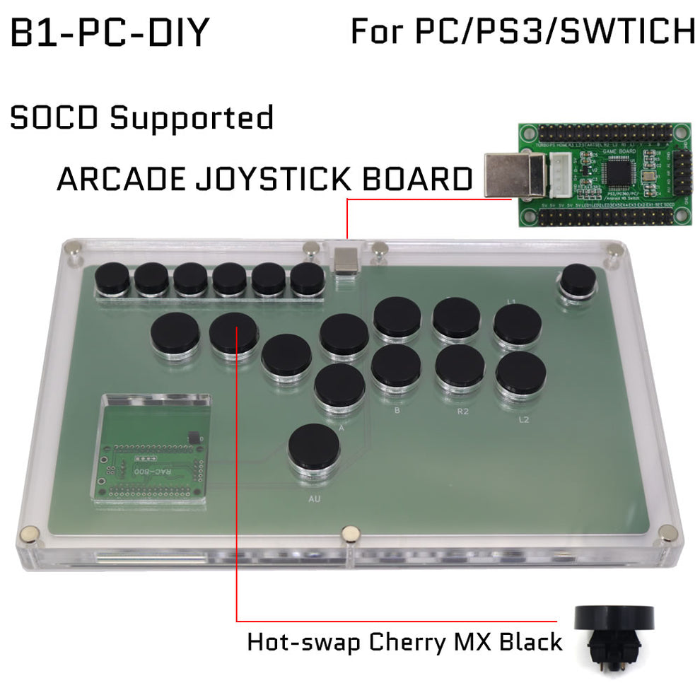 FightBox B1-DIY All Button Leverless Arcade Game Controller for PC/PS ...