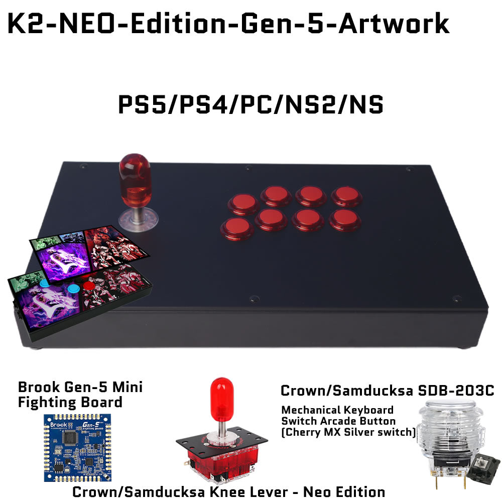FightBox K2-NEO-Edition Korean Knee Lever Arcade Joystick Game Controller for PC/PS/XBOX/SWITCH