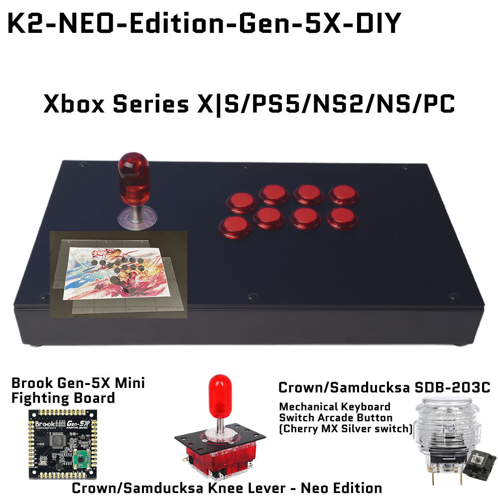 FightBox K2-NEO-Edition Korean Knee Lever Arcade Joystick Game Controller for PC/PS/XBOX/SWITCH