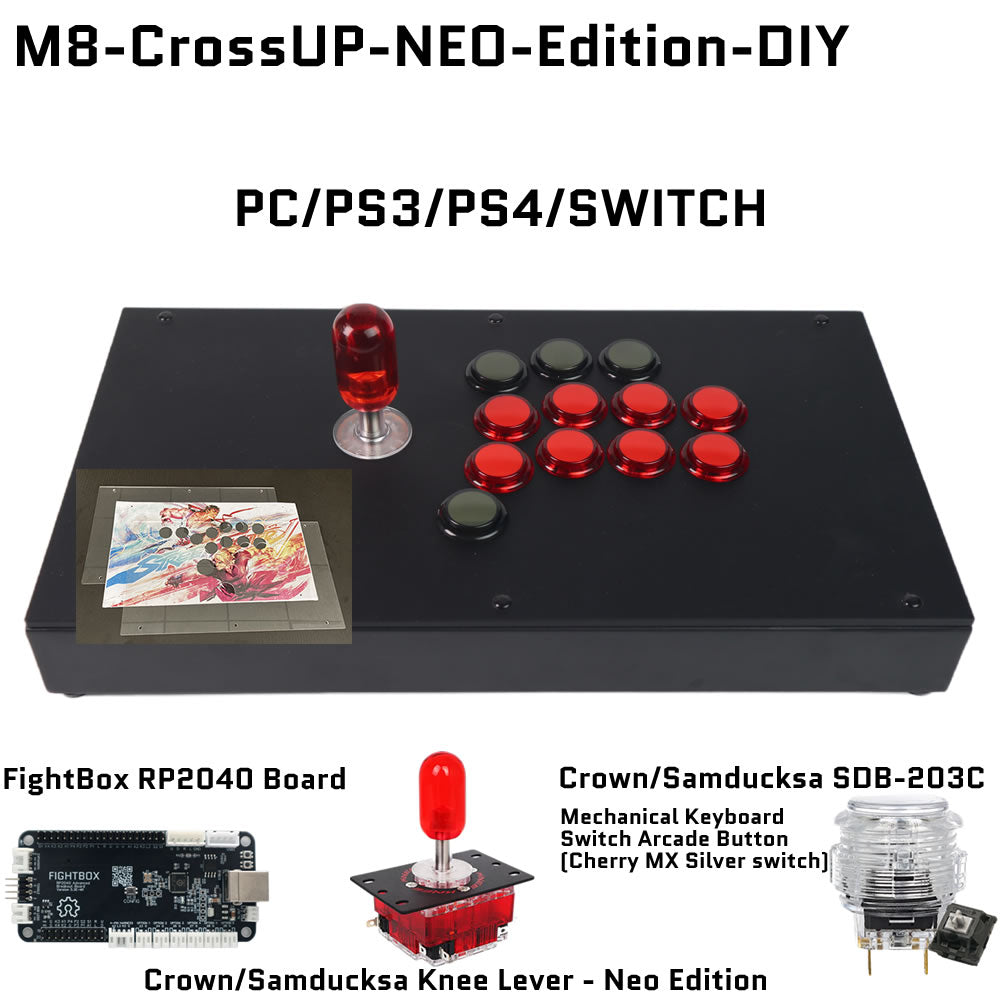 FightBox M8-CrossUP-NEO-Edition Korean Knee Lever Arcade Joystick Game Controller  for PC/PS/XBOX/SWITCH