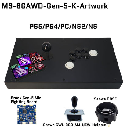 FightBox M9-6GAWD Arcade Joystick FightStick Game Controller for PC/PS/XBOX/SWITCH