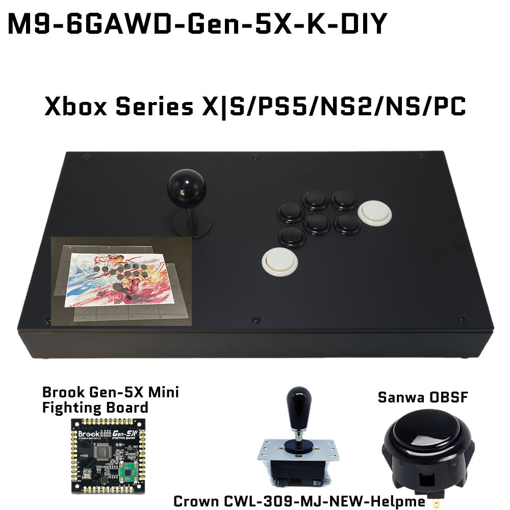 FightBox M9-6GAWD Arcade Joystick FightStick Game Controller for PC/PS/XBOX/SWITCH
