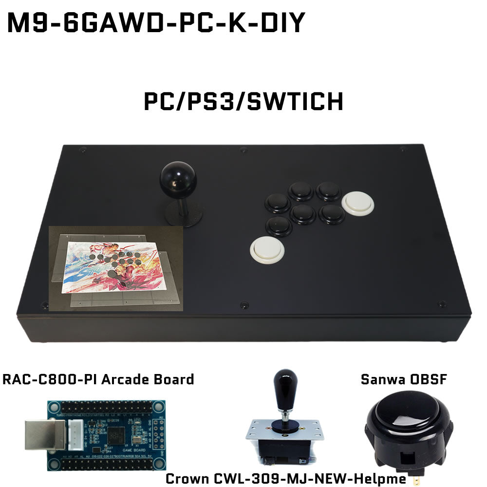 FightBox M9-6GAWD Arcade Joystick FightStick Game Controller for PC/PS/XBOX/SWITCH