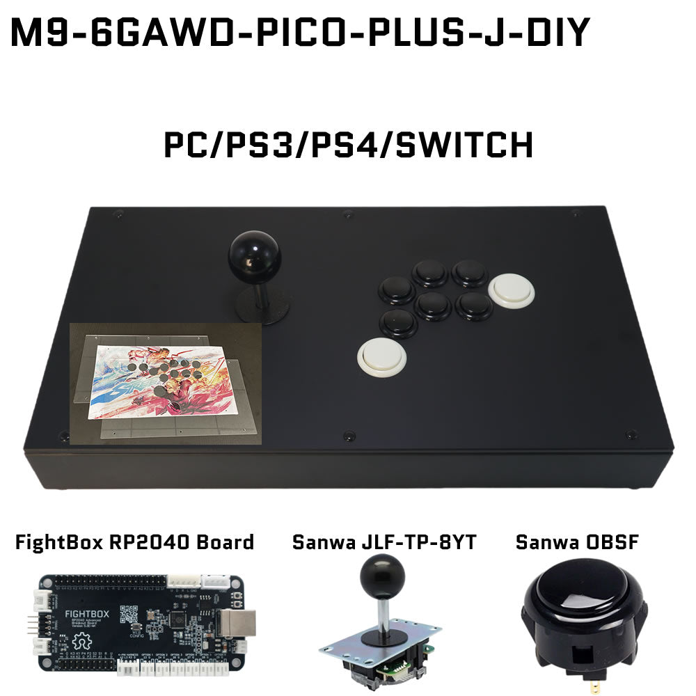 FightBox M9-6GAWD Arcade Joystick FightStick Game Controller for PC/PS/XBOX/SWITCH
