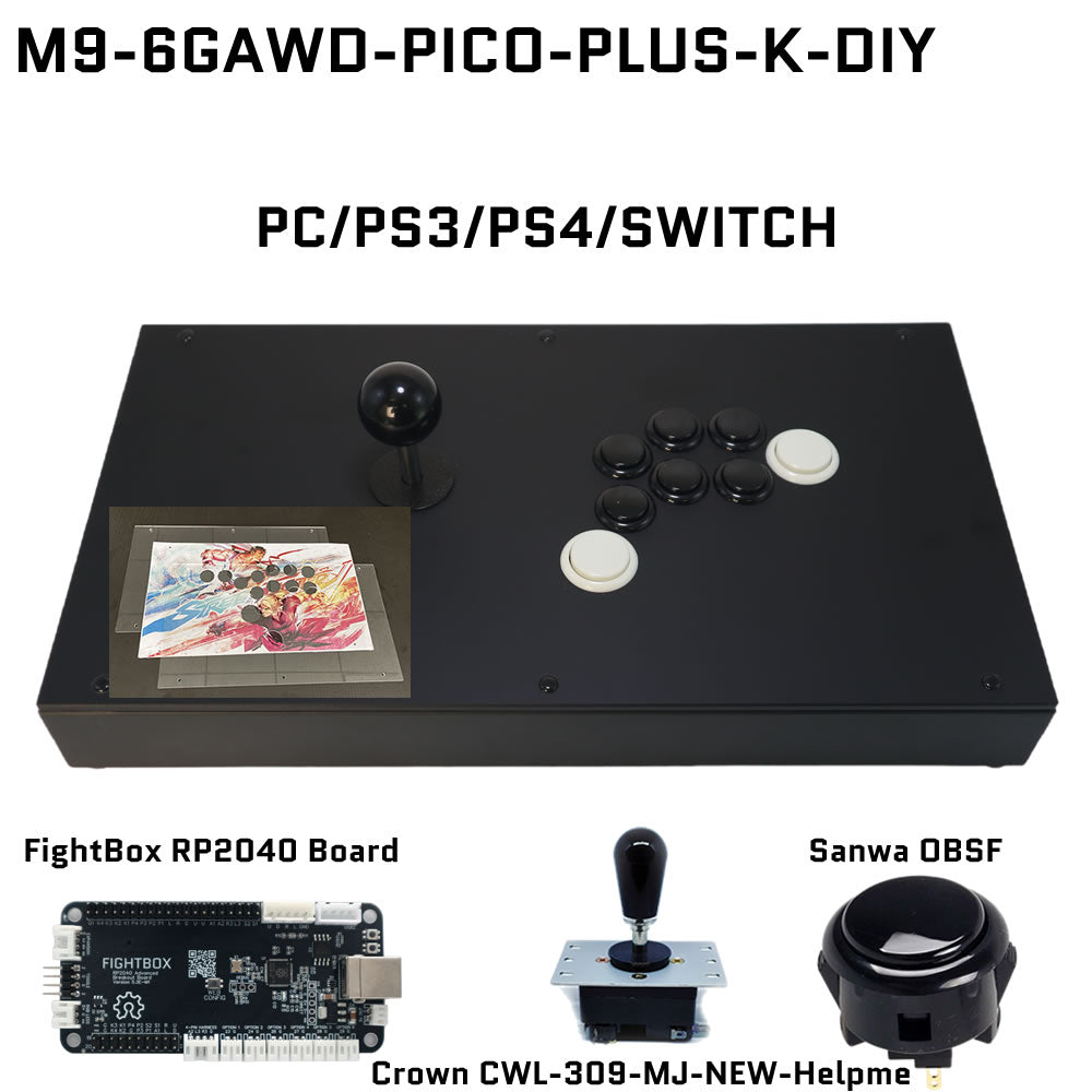 FightBox M9-6GAWD Arcade Joystick FightStick Game Controller for PC/PS/XBOX/SWITCH