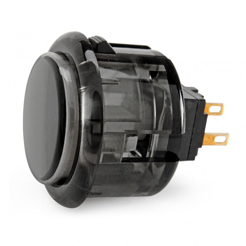 Seimitsu PS-14-K 30mm Smoke Transparent Arcade Button on White Background