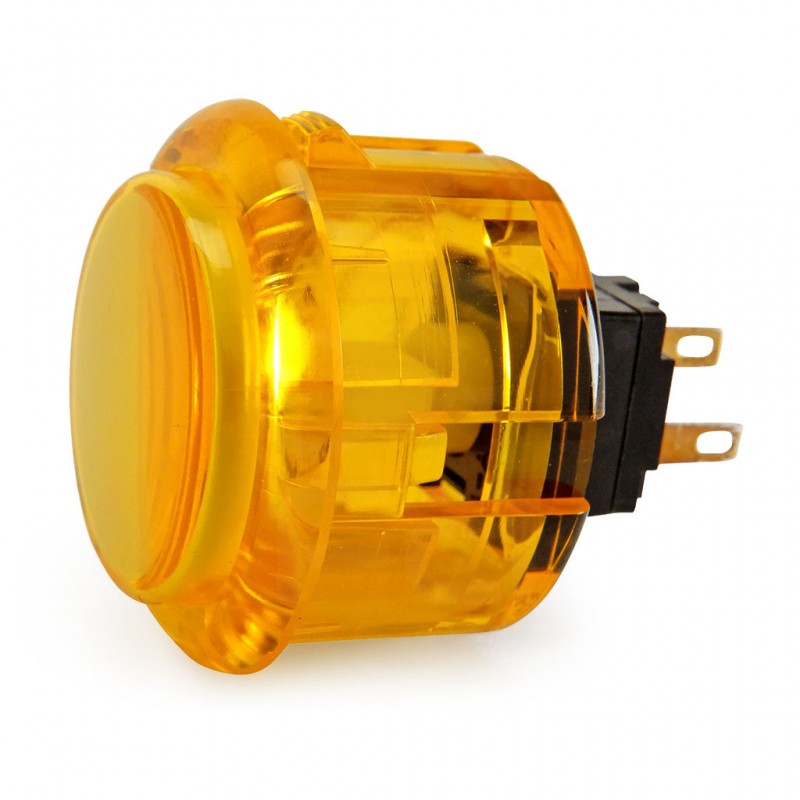 Seimitsu PS-14-K 30mm Yellow Transparent Arcade Button – Snap-In, High Sensitivity, Genuine Japanese Part for Fightsticks & Arcade Cabinets