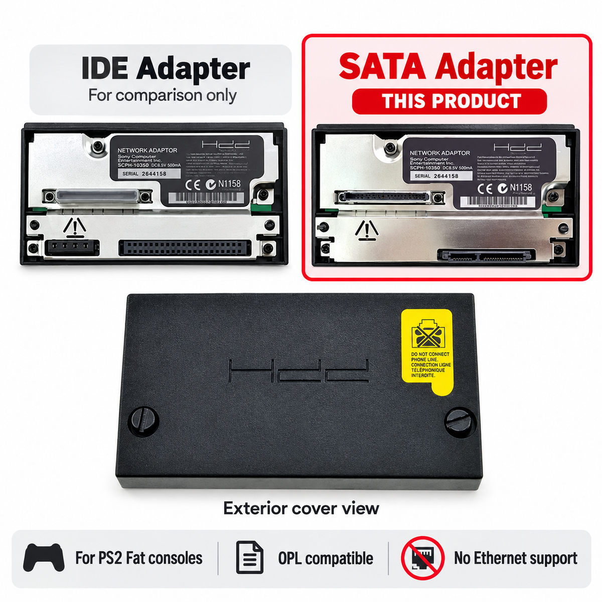 PS2 Fat SATA HDD Adapter – Hard Drive Expansion for OPL