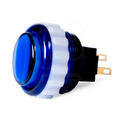 Seimitsu PS-14-DN-K 24mm Blue Translucent Screw-In Arcade Button on White Background