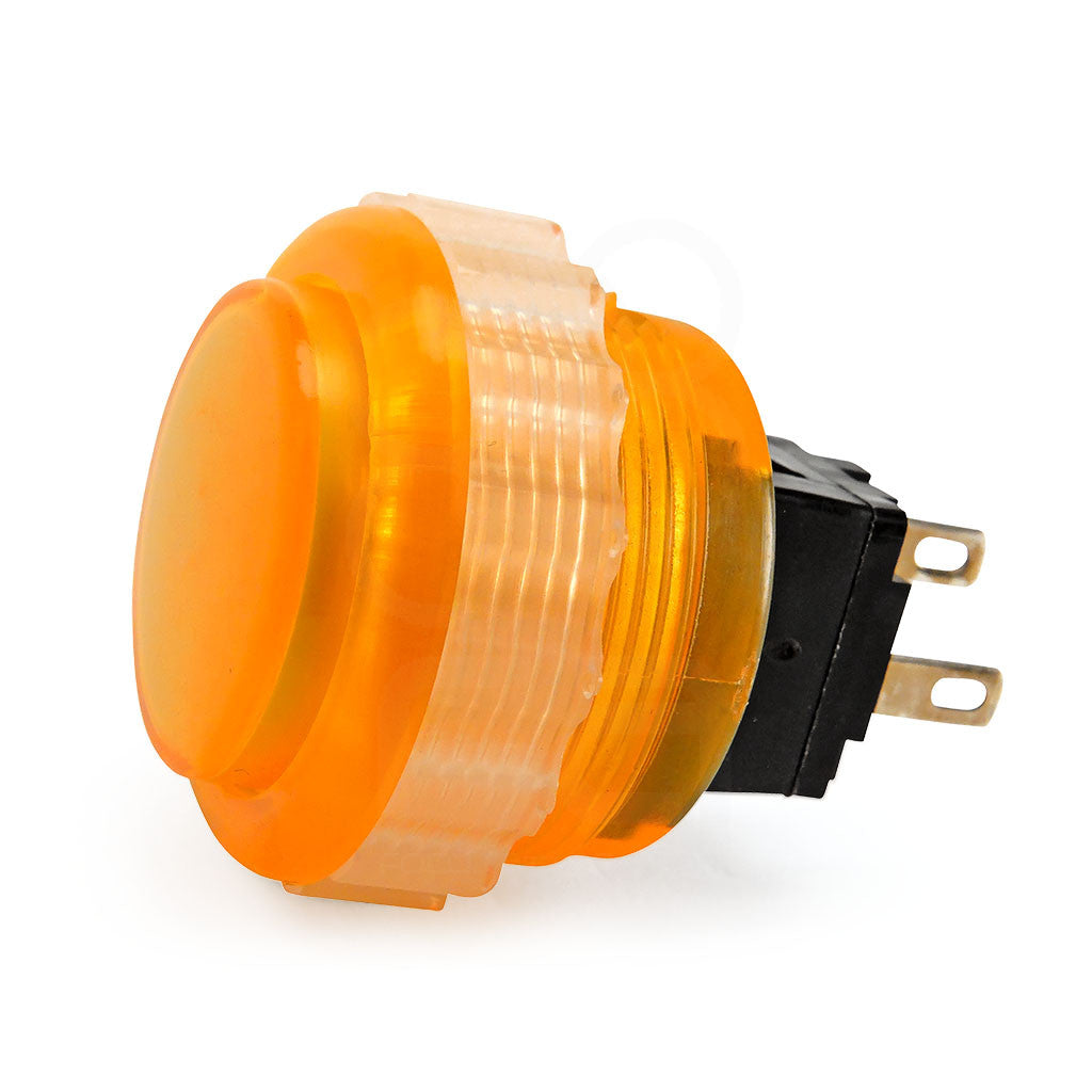 Seimitsu PS-14-DN-K 24mm Orange Translucent Screw-In Arcade Button – Japanese Short-Throw, Quiet Microswitch, Artwork Lens Cap, 2.8mm Terminals