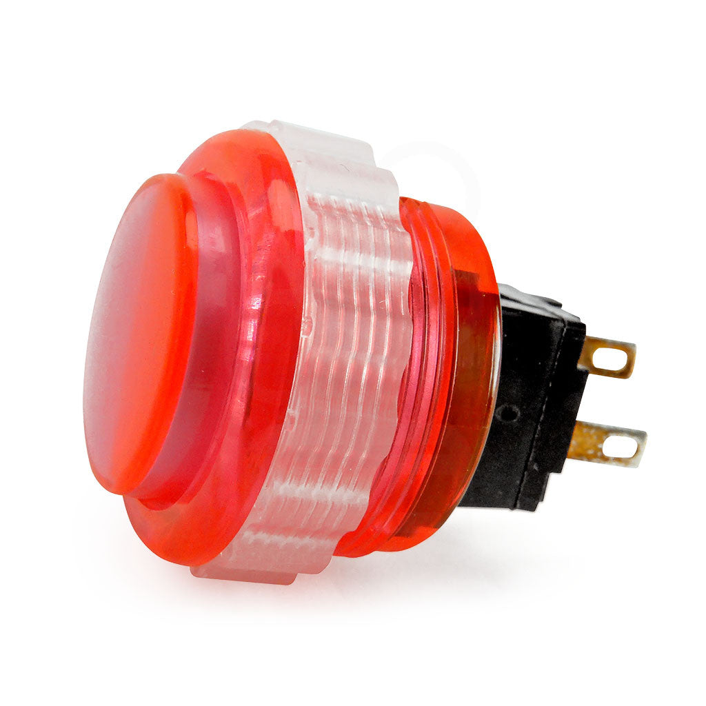 Seimitsu PS-14-DN-K 24mm Pink Translucent Screw-In Arcade Button – Japanese Short-Throw, Quiet Microswitch, Artwork Lens Cap, 2.8mm Terminals