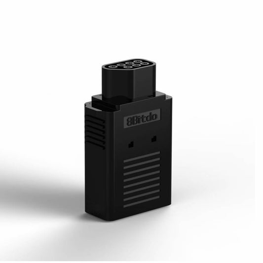 8Bitdo Bluetooth Retro Receiver NES Version standing upright – wireless adapter for NES supporting PS3, PS4, Wii, and 8Bitdo controllers.