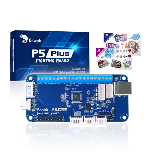 Brook P5 Plus Fighting Board - Pre-Installed Header Version PS5 Fighting Games, PS4, PS3, Switch and PC(X-Input) Consoles