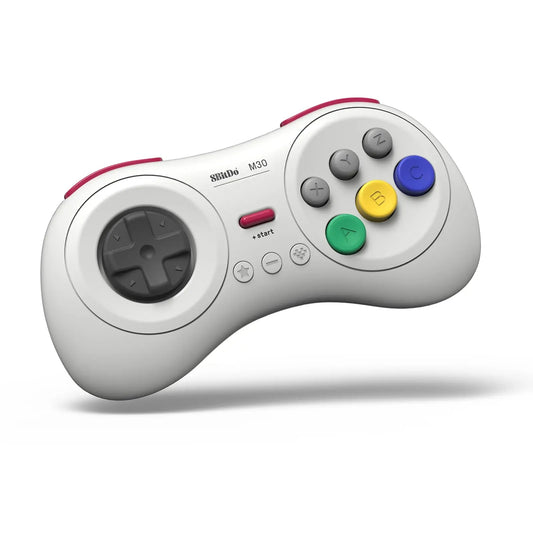 8Bitdo M30 Wireless Controller for Switch, Windows and Android, 6-Button Layout for SEGA Classic Games White