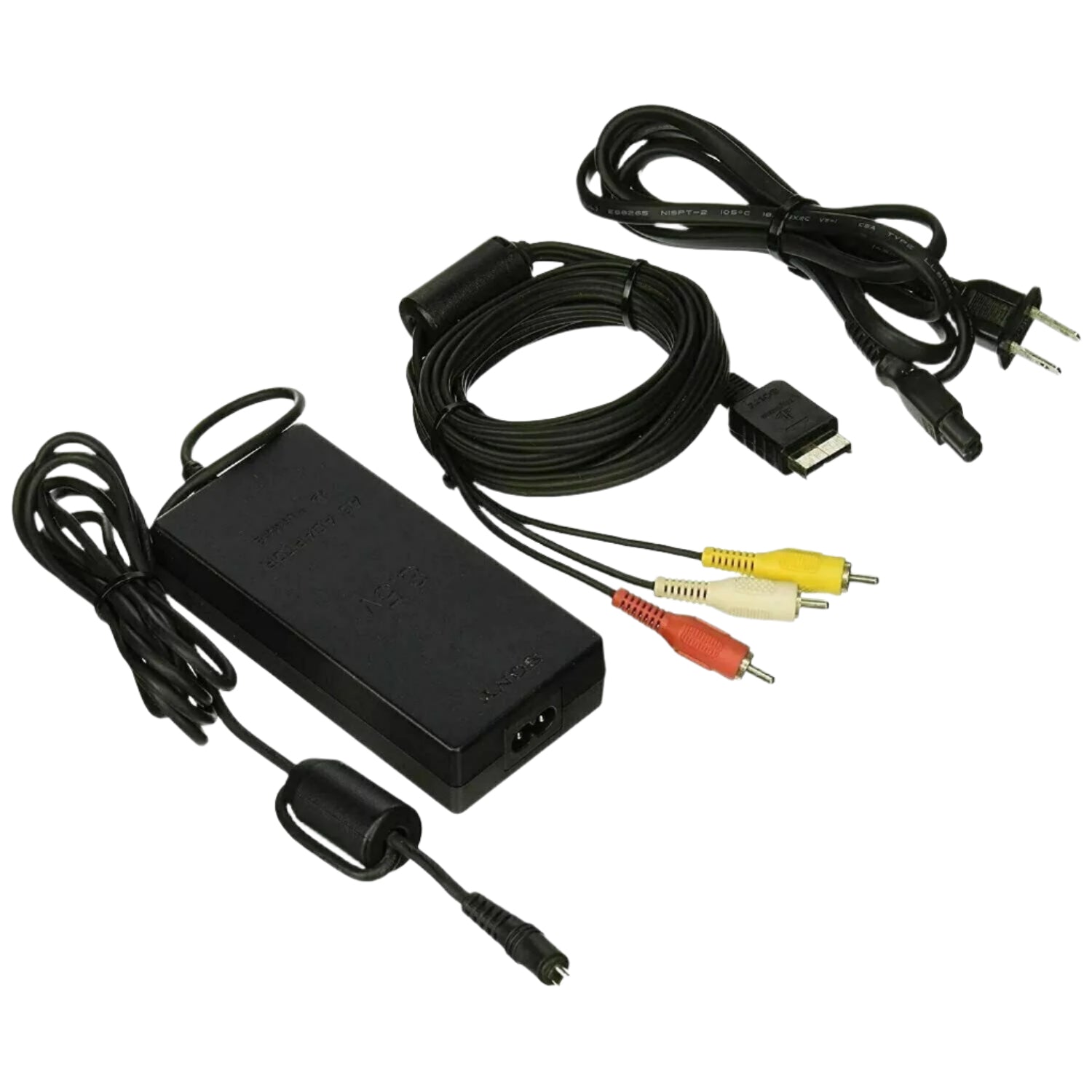 Replacement power supply and AV cable for the Sony PlayStation 2 Slim console