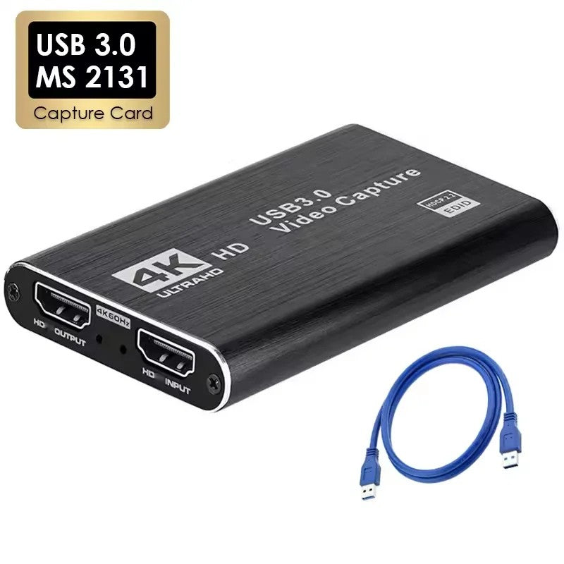 USB 3.0 4K HDMI video capture card with USB cable included