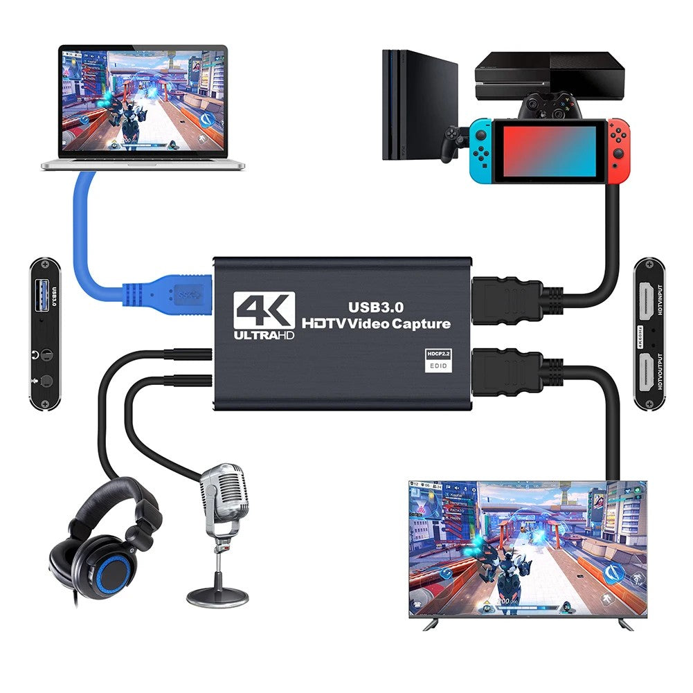 USB 3.0 HDMI Video Capture Card 1080p 60FPS for Streaming & Gaming ...
