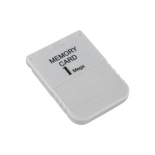 Angled front view of PS1 1MB memory card for PSOne
