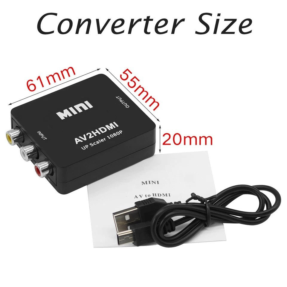 AV (RCA Composite) to HDMI Converter | CVBS to HDMI 1080p Mini Adapter