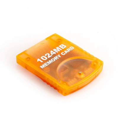Angled view of translucent 1024MB GameCube Wii memory card