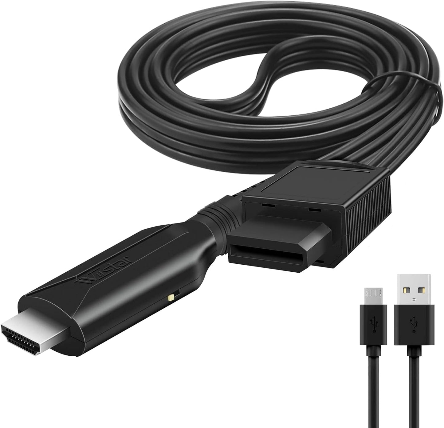 Wii to HDMI Converter Cable (1m/3.2ft) – Full HD 720p/1080p Output, Plug & Play Wii HDMI Adapter, Supports NTSC/PAL Display Modes, Includes Power Cable