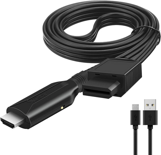 Wii to HDMI Converter Cable (1m/3.2ft) – Full HD 720p/1080p Output, Plug & Play Wii HDMI Adapter, Supports NTSC/PAL Display Modes, Includes Power Cable