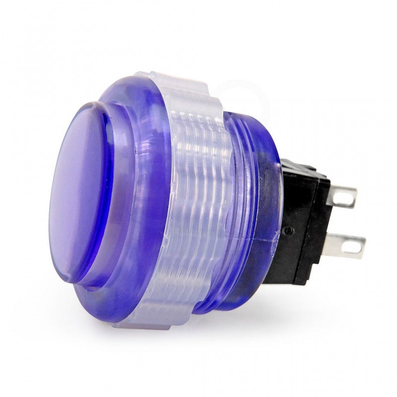 Seimitsu PS-14-DN-K 24mm Violet Translucent Screw-In Arcade Button – Japanese Short-Throw, Quiet Microswitch, Artwork Lens Cap, 2.8mm Terminals