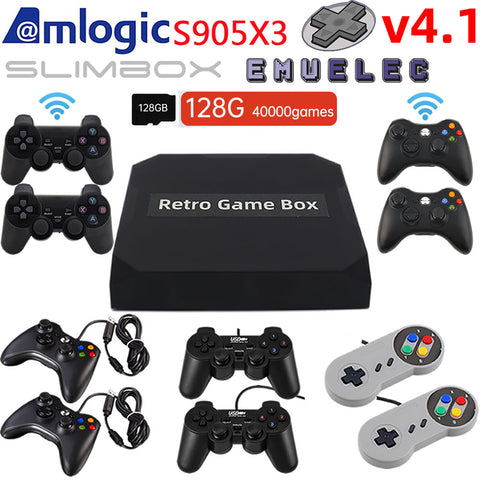 Retro Game Console TV Video Games Dual System EmuELEC 4.1 S905X3 Plug And Play 128G RetroArcadeCrafts
