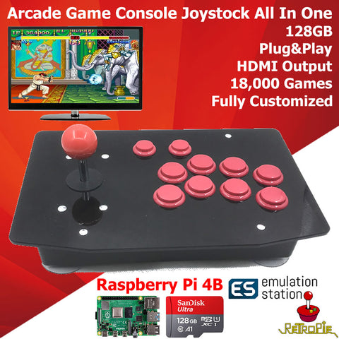 Retro Arcade Game Console Joystick 128G Plug Play Raspberry PI 4 Model B 4GB RetroArcadeCrafts
