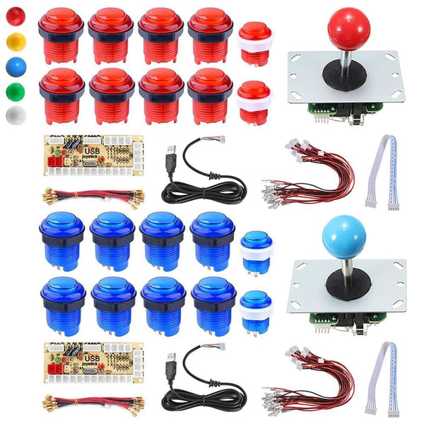 Kit de 2 jogadores, LED Arcade DIY para jogos de PC USB, incluindo