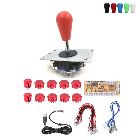 DIY Arcade Joystick 2Pin Cable 24mm/30mm Push Buttons USB Encoder Board Oval Ball Top